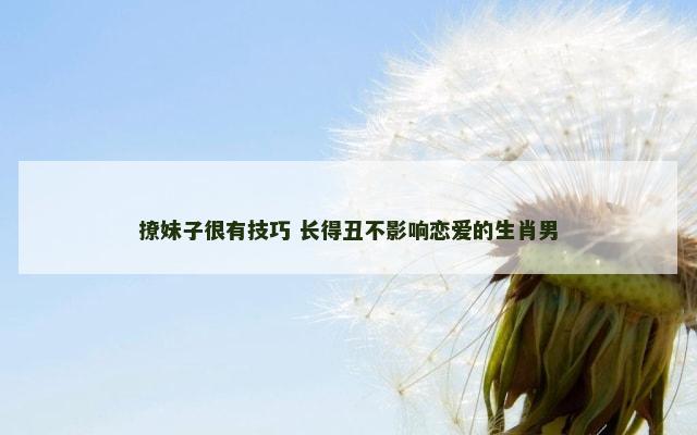 撩妹子很有技巧 长得丑不影响恋爱的生肖男
