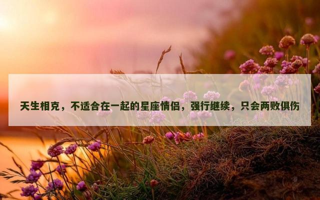 天生相克，不适合在一起的星座情侣，强行继续，只会两败俱伤