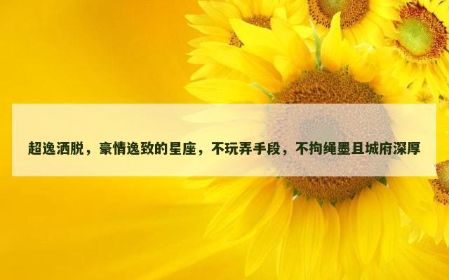 超逸洒脱，豪情逸致的星座，不玩弄手段，不拘绳墨且城府深厚