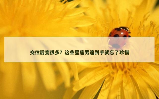 交往后变很多？这些星座男追到手就忘了珍惜