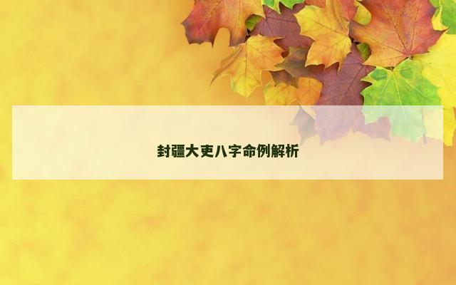 封疆大吏八字命例解析