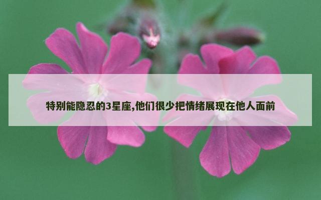 特别能隐忍的3星座,他们很少把情绪展现在他人面前