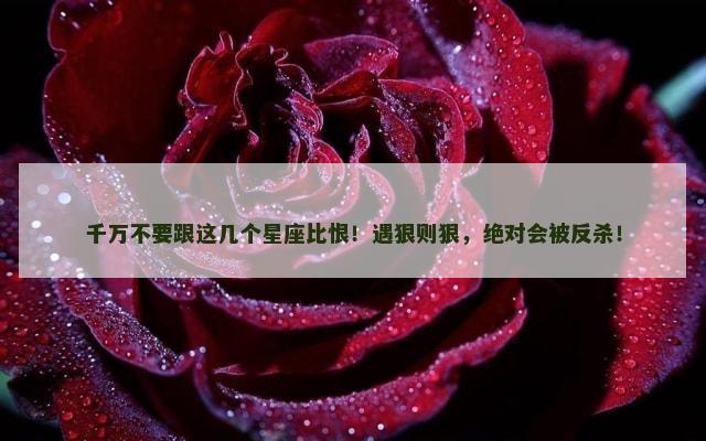 千万不要跟这几个星座比恨！遇狠则狠，绝对会被反杀！