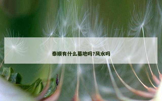 泰顺有什么墓地吗?风水吗