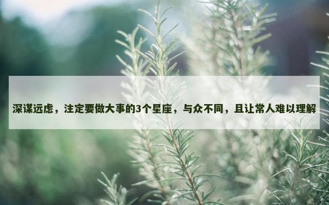 深谋远虑，注定要做大事的3个星座，与众不同，且让常人难以理解