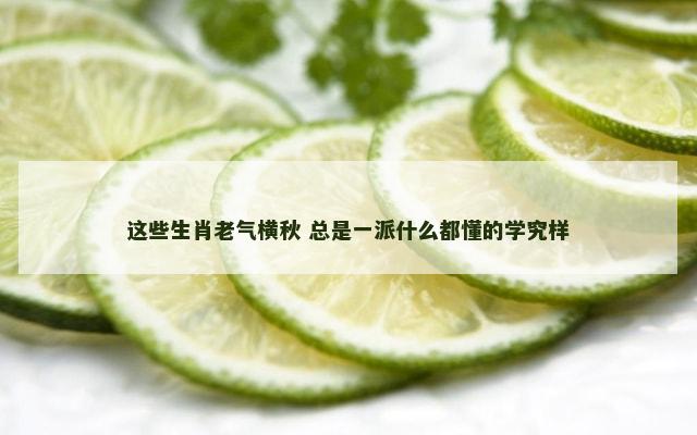 这些生肖老气横秋 总是一派什么都懂的学究样