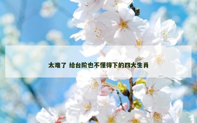 太难了 给台阶也不懂得下的四大生肖