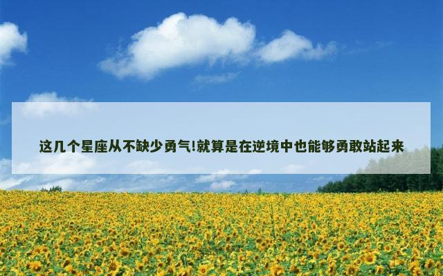 这几个星座从不缺少勇气!就算是在逆境中也能够勇敢站起来