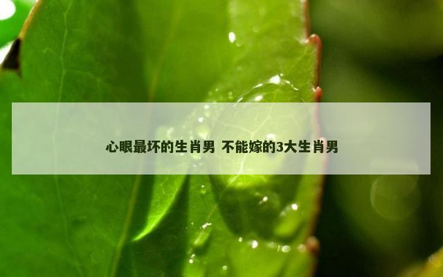 心眼最坏的生肖男 不能嫁的3大生肖男