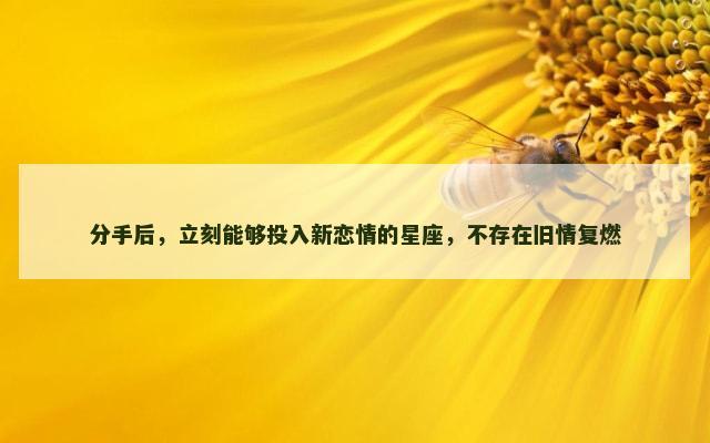 分手后，立刻能够投入新恋情的星座，不存在旧情复燃