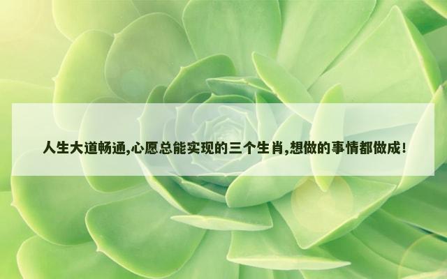 人生大道畅通,心愿总能实现的三个生肖,想做的事情都做成！