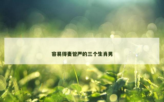 容易得妻管严的三个生肖男