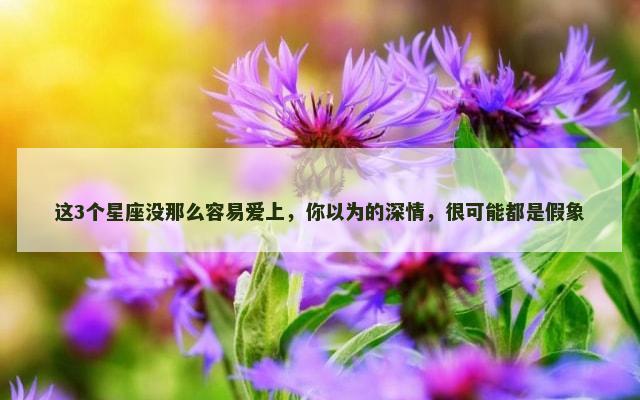 这3个星座没那么容易爱上，你以为的深情，很可能都是假象