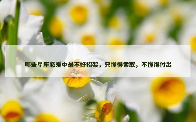哪些星座恋爱中最不好招架，只懂得索取，不懂得付出
