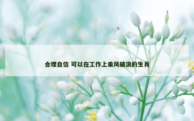 合理自信 可以在工作上乘风破浪的生肖