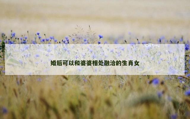 婚后可以和婆婆相处融洽的生肖女
