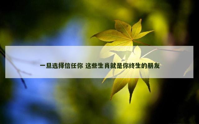 一旦选择信任你 这些生肖就是你终生的朋友
