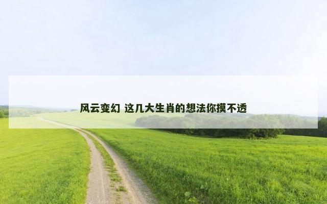 风云变幻 这几大生肖的想法你摸不透