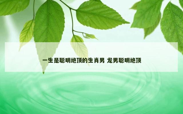 一生是聪明绝顶的生肖男 龙男聪明绝顶