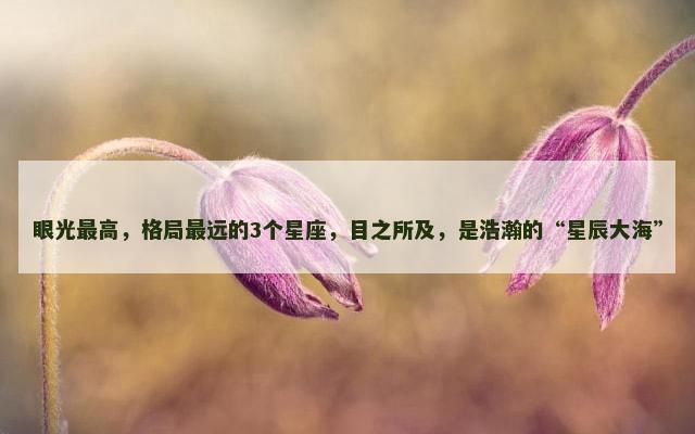 眼光最高，格局最远的3个星座，目之所及，是浩瀚的“星辰大海”