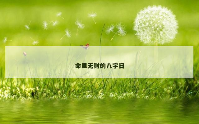 命里无财的八字日