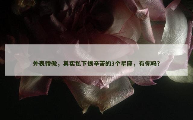外表骄傲，其实私下很辛苦的3个星座，有你吗？