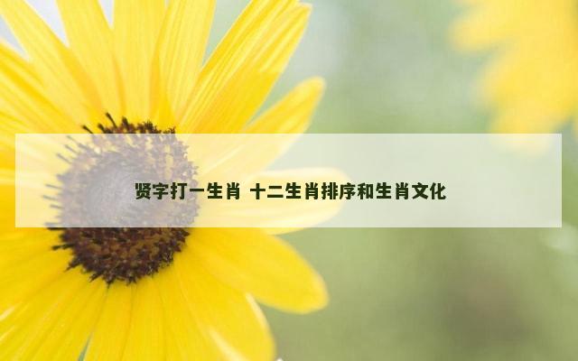 贤字打一生肖 十二生肖排序和生肖文化