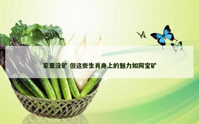 家里没矿 但这些生肖身上的魅力如同宝矿