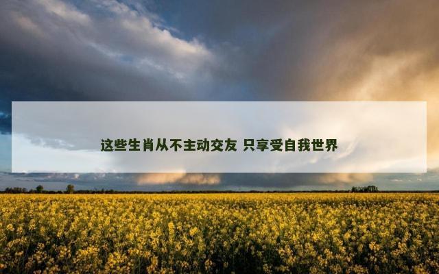 这些生肖从不主动交友 只享受自我世界