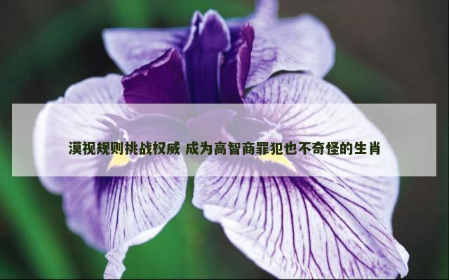 漠视规则挑战权威 成为高智商罪犯也不奇怪的生肖