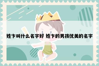 姓卞叫什么名字好 姓卞的男孩优美的名字