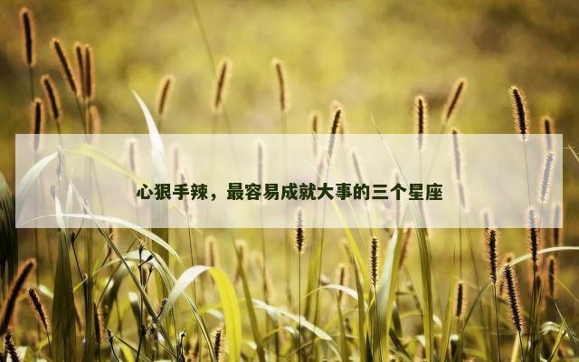 心狠手辣，最容易成就大事的三个星座