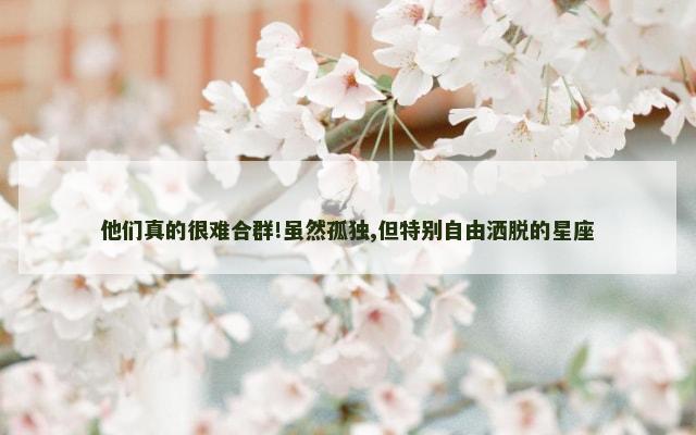 他们真的很难合群!虽然孤独,但特别自由洒脱的星座