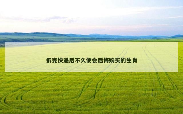 拆完快递后不久便会后悔购买的生肖