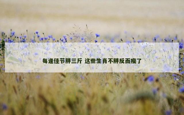 每逢佳节胖三斤 这些生肖不胖反而瘦了