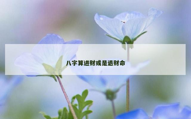 八字算进财或是退财命
