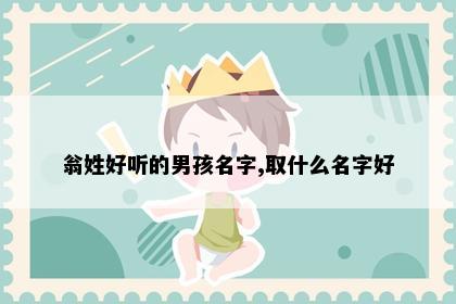 翁姓好听的男孩名字,取什么名字好