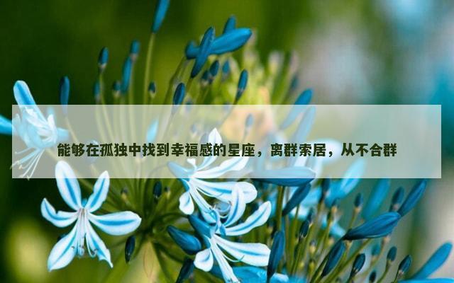能够在孤独中找到幸福感的星座，离群索居，从不合群