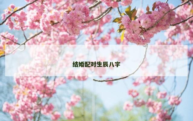 结婚配对生辰八字