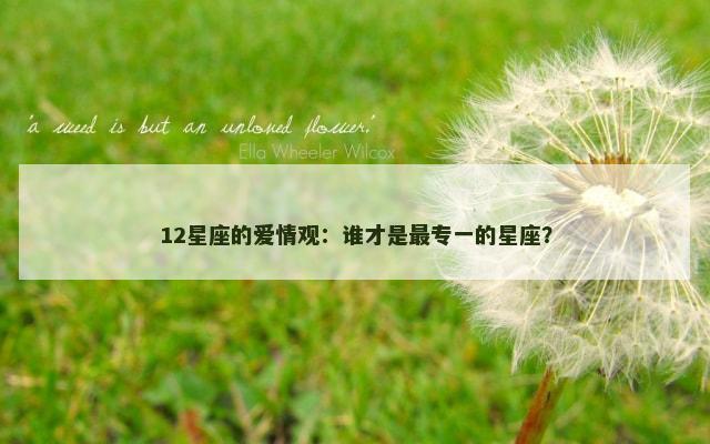 12星座的爱情观：谁才是最专一的星座？
