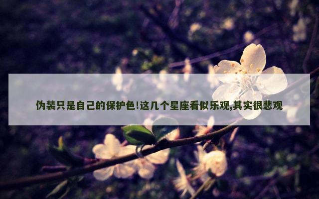 伪装只是自己的保护色!这几个星座看似乐观,其实很悲观