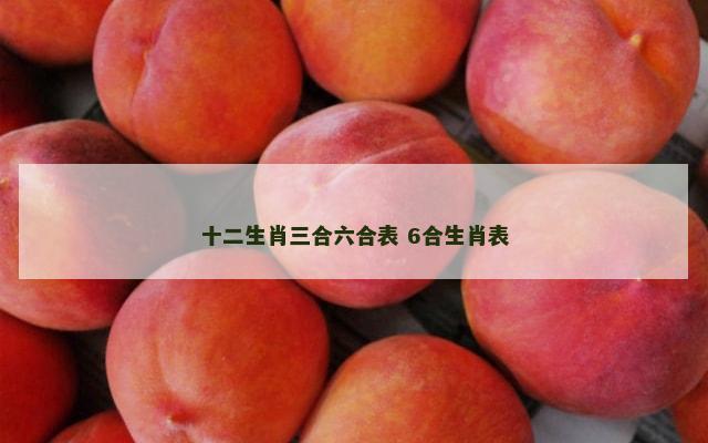 十二生肖三合六合表 6合生肖表
