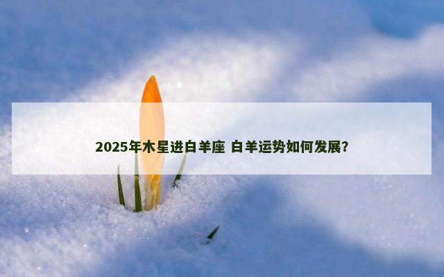 2025年木星进白羊座 白羊运势如何发展？
