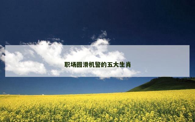 职场圆滑机警的五大生肖