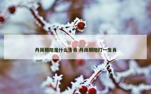 丹凤朝阳是什么生肖 丹凤朝阳打一生肖