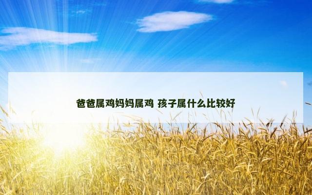 爸爸属鸡妈妈属鸡 孩子属什么比较好