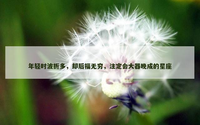 年轻时波折多，却后福无穷，注定会大器晚成的星座