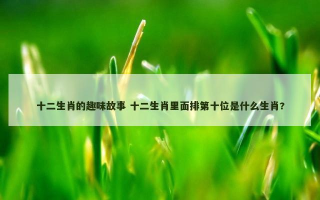十二生肖的趣味故事 十二生肖里面排第十位是什么生肖?