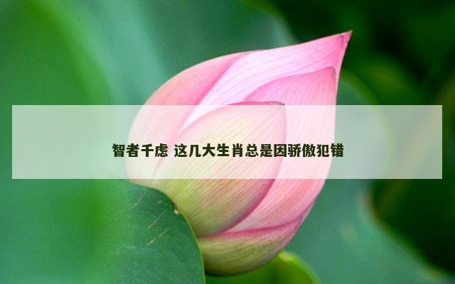智者千虑 这几大生肖总是因骄傲犯错