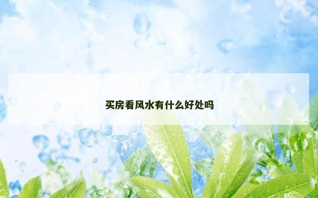 买房看风水有什么好处吗